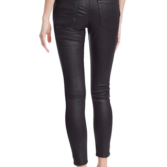 AG The Farrah skinny ankle, high-rise in black faux leather. - Picture 2 of 9